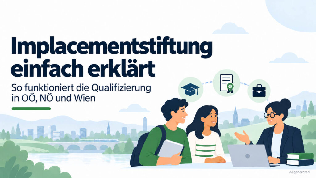 Implacementstiftung einfach erklärt: Qualifizierung für einen konkreten Arbeitsplatz in Oberösterreich, Niederösterreich und Wien.